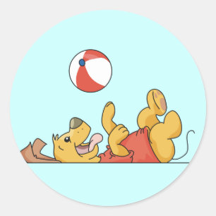 Hunde spielen mit Kugelschreibern und Geschenken Runder Aufkleber