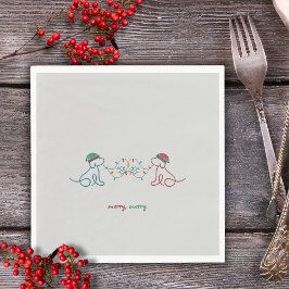 Hunde spielen mit Weihnachtsbeleuchtung Party Napk Serviette