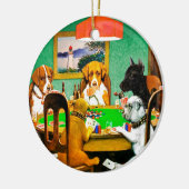 Hunde spielen Poker Cards Spiel Keramik Ornament (Links)