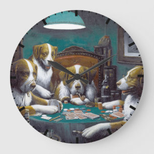 Hunde spielen Poker Cassius Marcellus Coolidge 189 Große Wanduhr