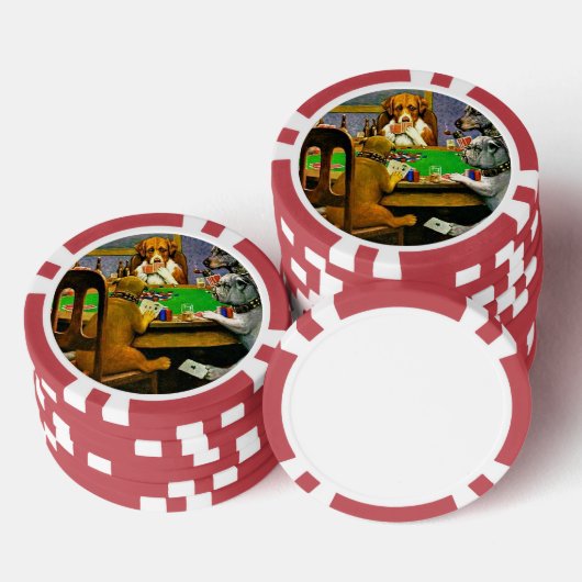 Hunde spielen Poker Pokerchips (Stapel)