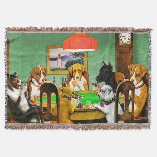 Hunde spielen Poker Woven Throw Blanket 54 x 38 Decke (Vorderseite)