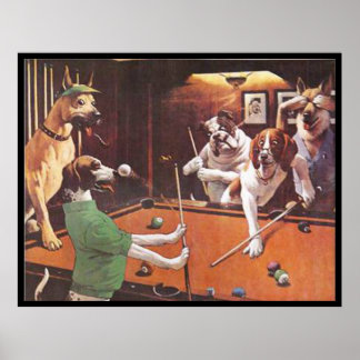 Hunde spielen Pool - Der kratzende Beagle Poster