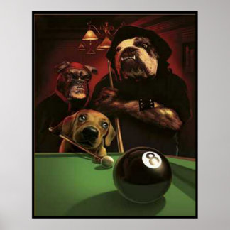 Hunde spielen Pool - Der Nachtball Poster