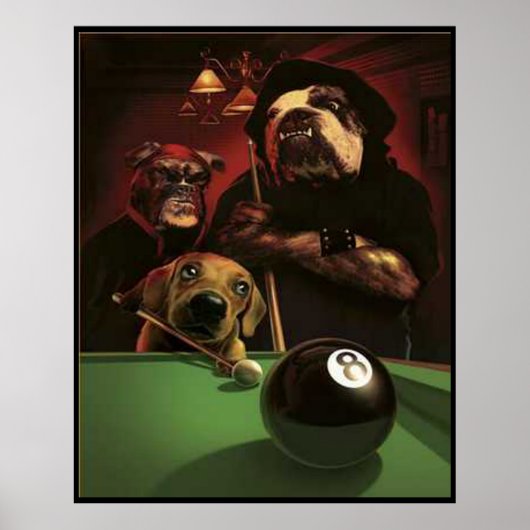 Hunde spielen Pool - Der Nachtball Poster (Vorne)