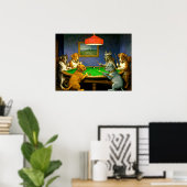 Hunde spielen Snooker Billard Spaß Spoof Poster (Heimbüro)
