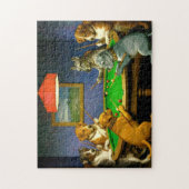 Hunde spielen Snooker Billard Spaß Spoof Puzzle (Vertikal)