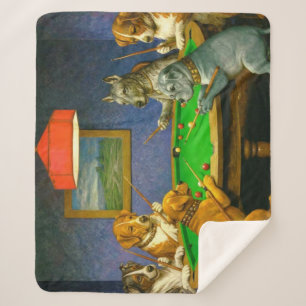 Hunde spielen Snooker Billard Spaß Spoof Sherpadecke