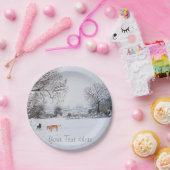 Hunde spielen Winterschneelandschaft Weihnachten Pappteller (Party)