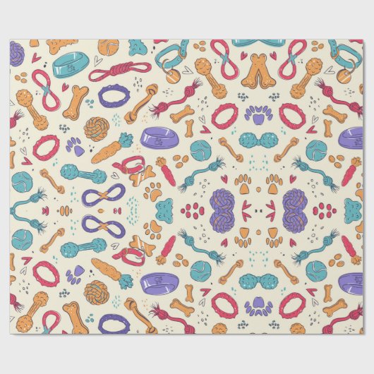 Hunde Spielzeug Muster Muster Leckereien Pet Pette Geschenkpapier (Flach)