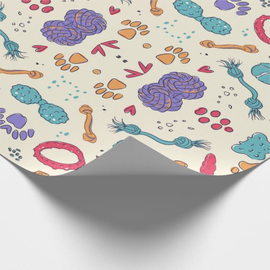 Hunde Spielzeug Muster Muster Leckereien Pet Pette Geschenkpapier (Ecke)