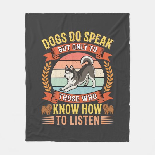 Hunde sprechen Vintage-Hundefreund-Zitat Fleecedecke (Vorderseite)