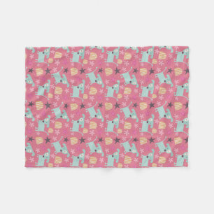 Hunde, Sterne und Blume Fleecedecke