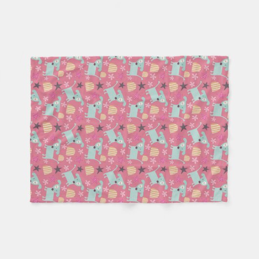 Hunde, Sterne und Blume Fleecedecke (Vorderseite (Horizontal))