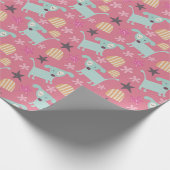 Hunde, Sterne und Blume Geschenkpapier (Ecke)