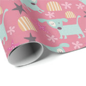 Hunde, Sterne und Blume Geschenkpapier (Rolleneckpunkt)