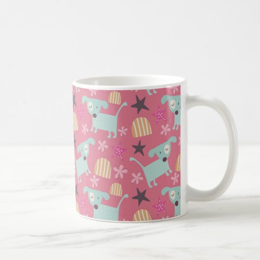 Hunde, Sterne und Blume Kaffeetasse (Rechts)