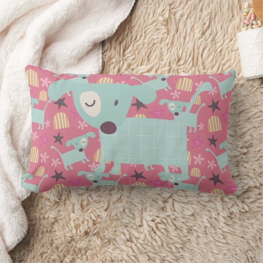 Hunde, Sterne und Blume Lendenkissen (Decke)