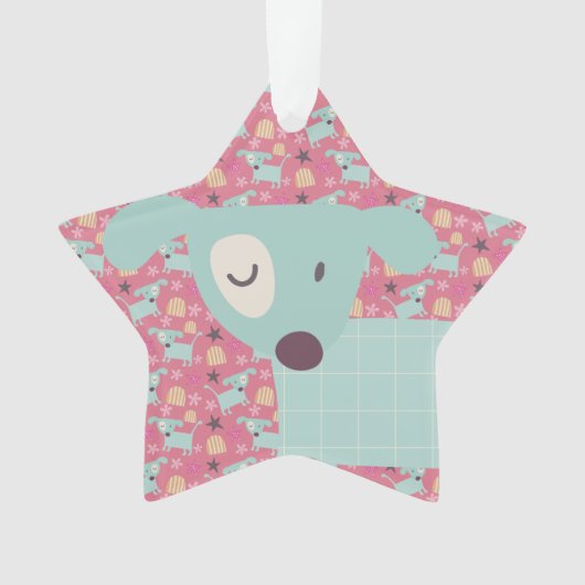 Hunde, Sterne und Blume Ornament (Vorderseite)