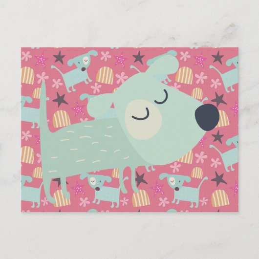 Hunde, Sterne und Blume Postkarte (Vorderseite)