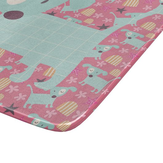 Hunde, Sterne und Blume Schneidebrett (Ecke)