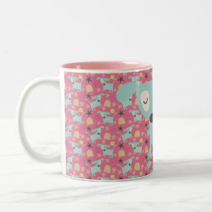 Hunde, Sterne und Blume Zweifarbige Tasse
