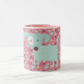 Hunde, Sterne und Blume Zweifarbige Tasse (Mittel)