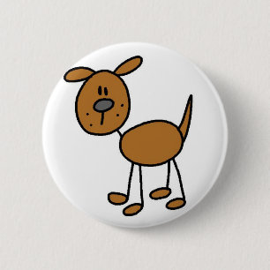 Hunde-Strichmännchen-Knopf Button