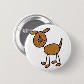 Hunde-Strichmännchen-Knopf Button (Vorne & Hinten)