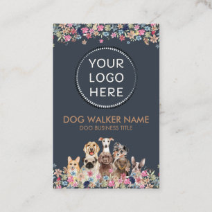 Hunde Süß Florales Foto Logo Kreis Visitenkarte