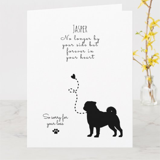 Hunde Sympathy Card, individuelle Name. Pet Loss Karte (Gelbe Blume)