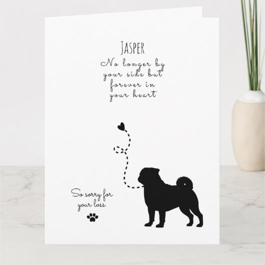 Hunde Sympathy Card, individuelle Name. Pet Loss Karte (Vorderseite)