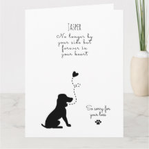 Hunde Sympathy Card, individuelle Name. Pet Loss