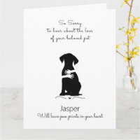 Hunde Sympathy Card, individuelle Name. Pet Loss