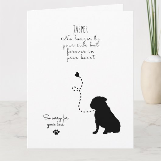 Hunde Sympathy Card, individuelle Name. Pet Loss Karte (Vorderseite)