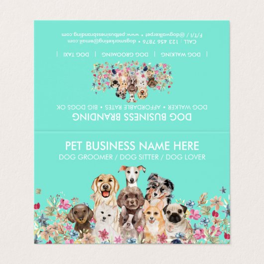 Hunde Termine Loyalität Blume Paws Visitenkarten (Außenseite Aufgefaltet)