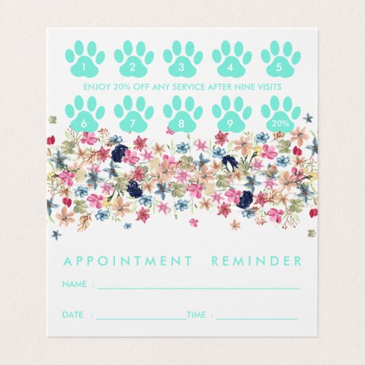 Hunde Termine Loyalität Blume Paws Visitenkarten (Innenseite Aufgefaltet)