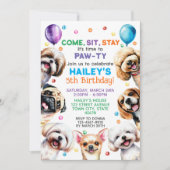 Hunde Thema 5th Birthday Party Einladung (Vorderseite)