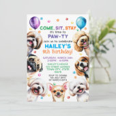 Hunde Thema 9th Birthday Party Einladung (Stehend Vorderseite)