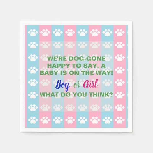 Hunde-Thema Geschlecht offenbart Party Serviette (Vorderseite)