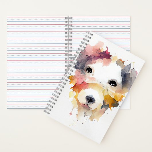 Hunde Tier Natur Aquarellmalerei Notizblock (Innen)
