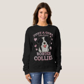 Hunde Tiermädchen Herz-Border-Collie Sweatshirt (Vorne ganz)
