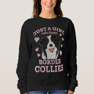 Hunde Tiermädchen Herz-Border-Collie Sweatshirt