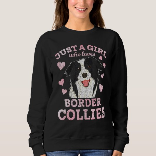 Hunde Tiermädchen Herz-Border-Collie Sweatshirt (Vorderseite)