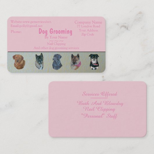 Hunde Tierpflege Visitenkarte (Vorne/Hinten)