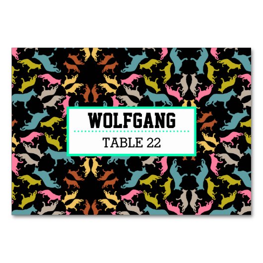 Hunde-Tischkarten Tischnummer (Vorderseite)