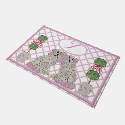 Hunde Topiary Rose Fußmatte (Schrägansicht)