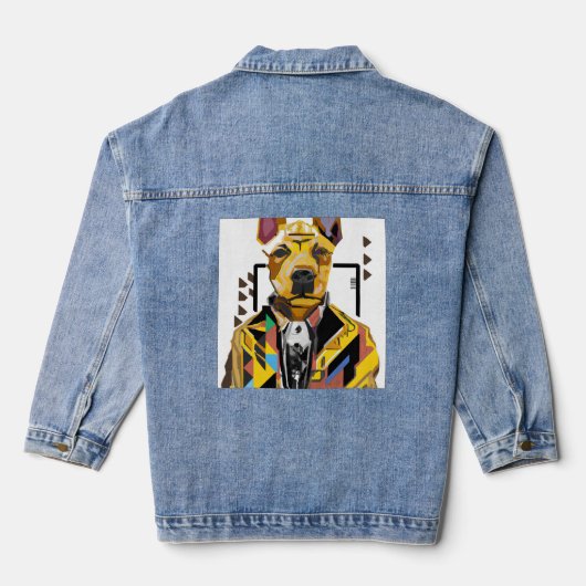 Hunde tragen einen Anzug: Digitale Kunst Jeansjacke (Rückseite)