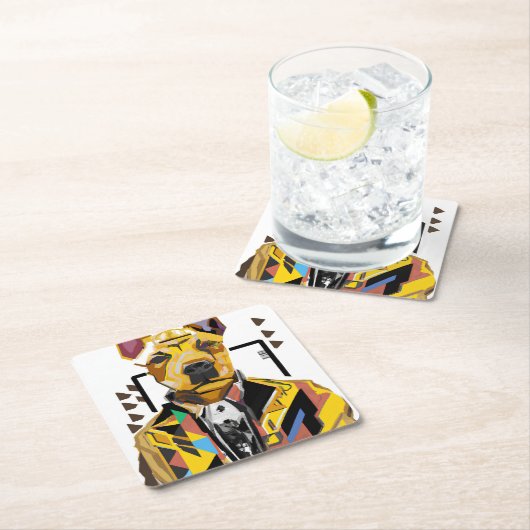 Hunde tragen einen Anzug: Digitale Kunst Rechteckiger Pappuntersetzer (Vor Ort)