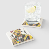 Hunde tragen einen Anzug: Digitale Kunst Steinuntersetzer (Seitenansicht)